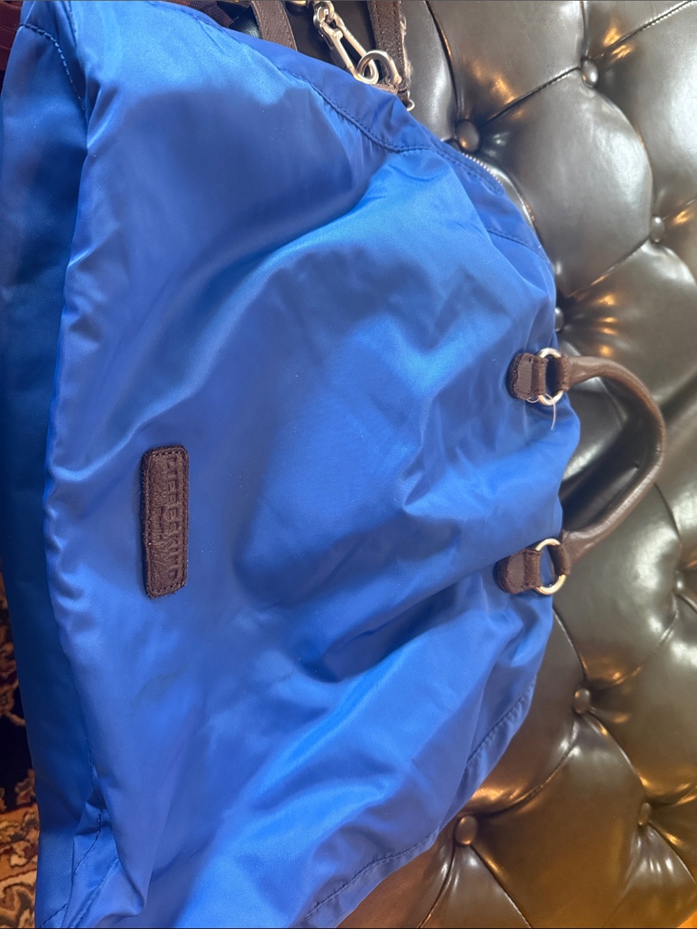 Liebeskind Royal Blue Tote with Brown Leather Logo Patch